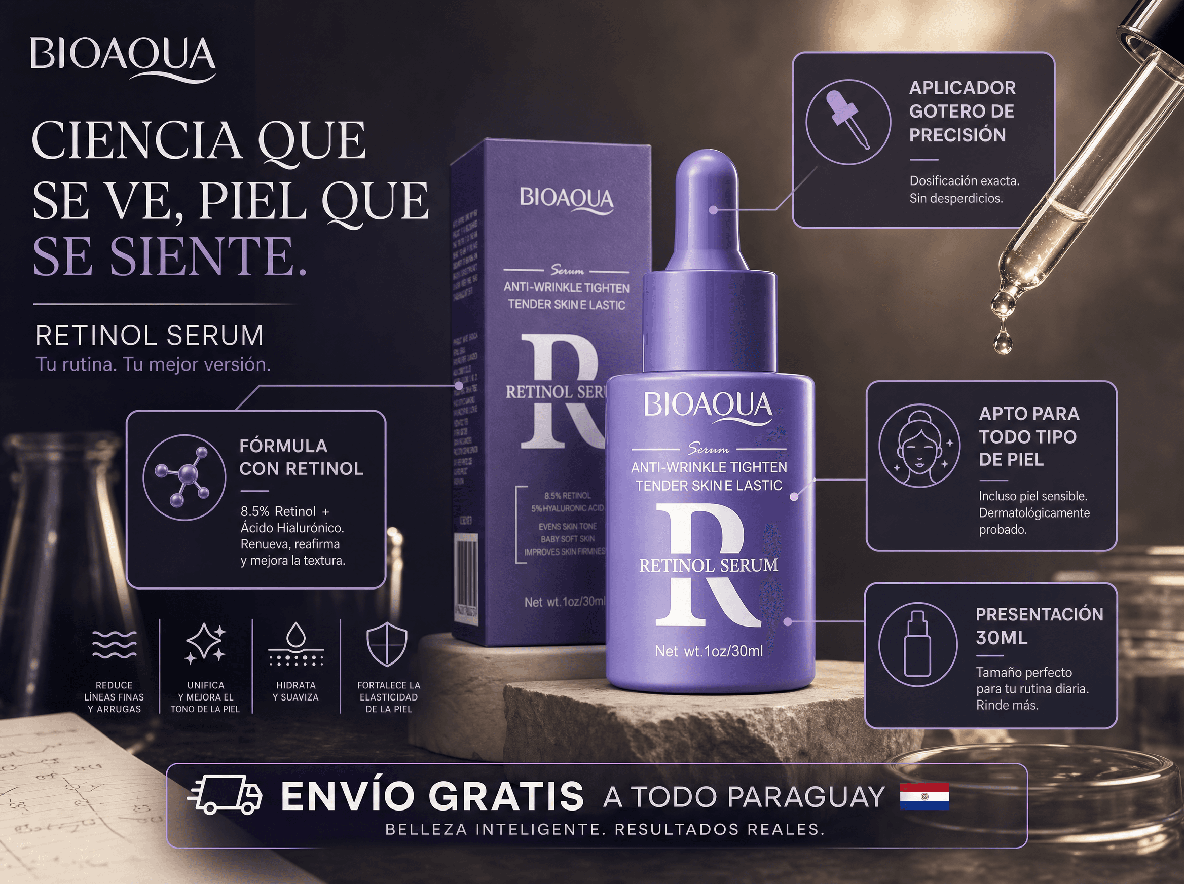Sérum Facial Bioaqua Retinol 30ml (Efecto Anti-Edad) — 8