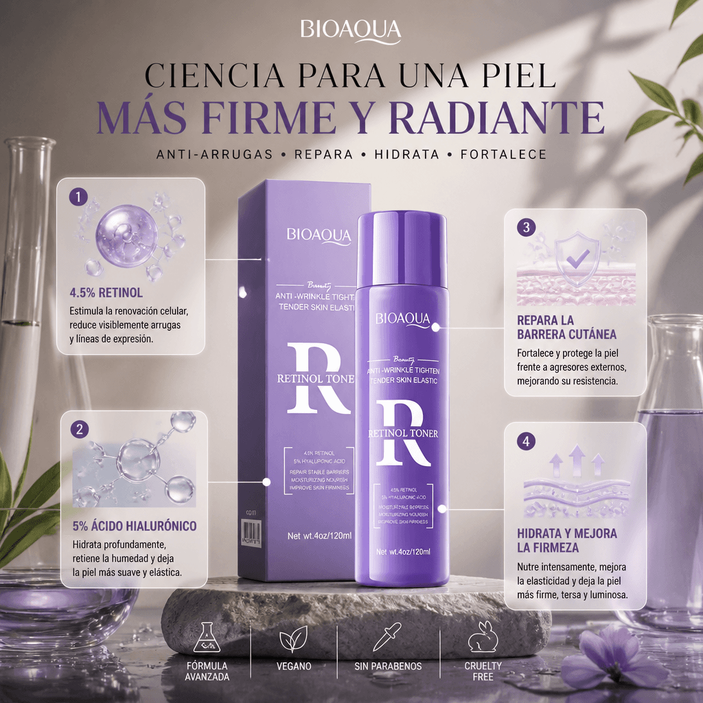Tónico Facial Bioaqua Antiarrugas con Retinol (120ml) — 4