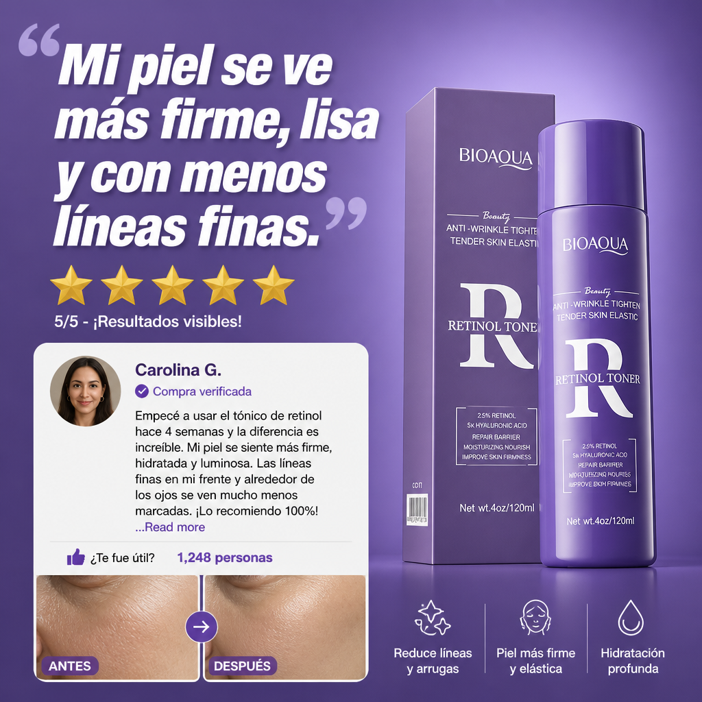 Tónico Facial Bioaqua Antiarrugas con Retinol (120ml)