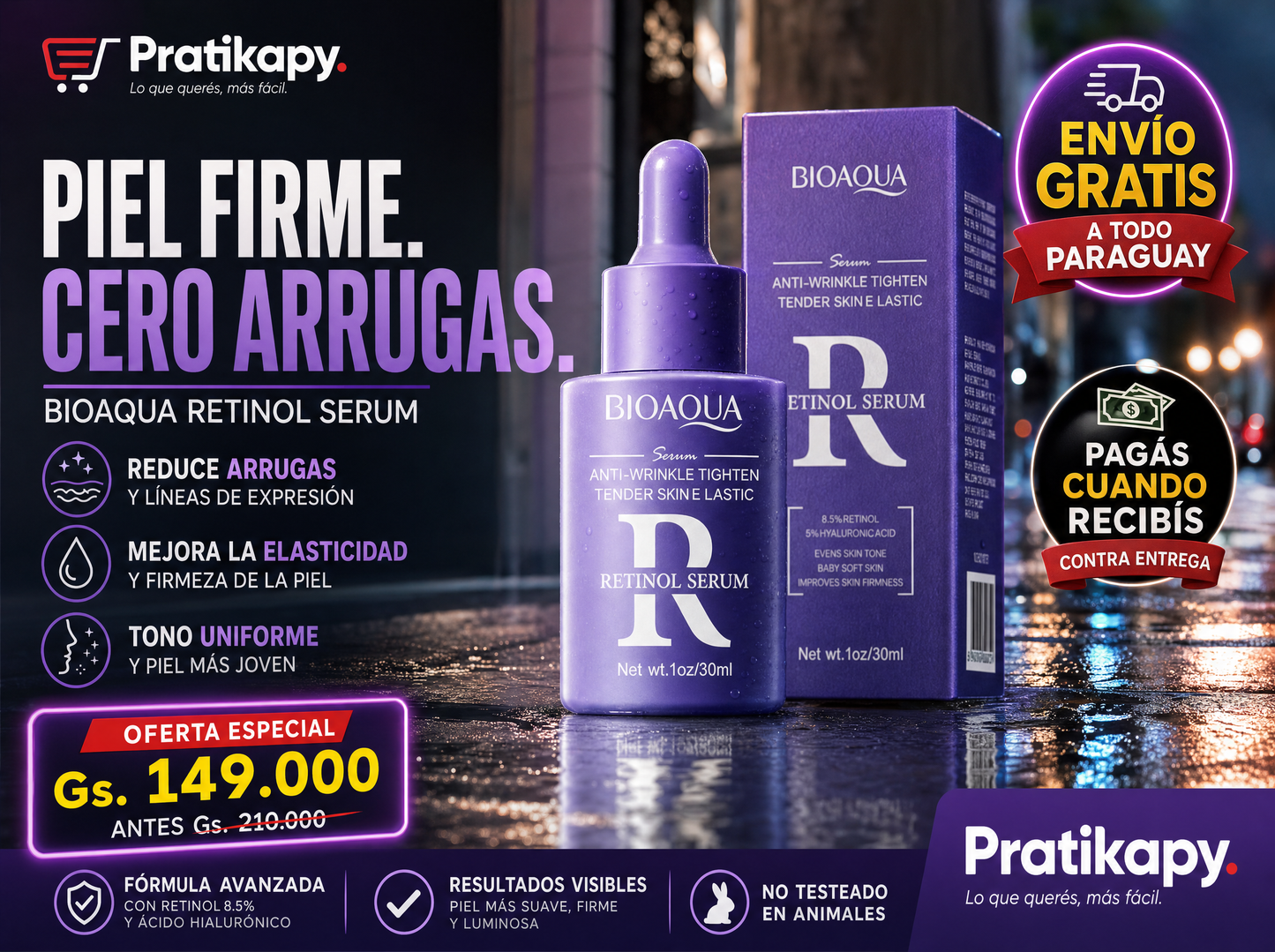 Sérum Facial Bioaqua Retinol 30ml (Efecto Anti-Edad)