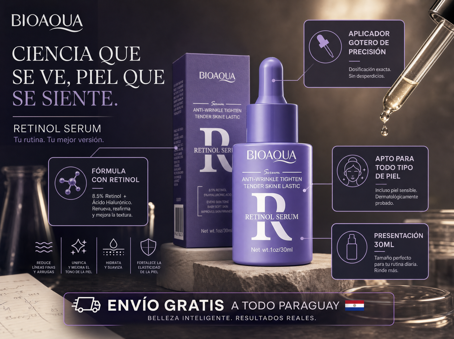 Sérum Facial Bioaqua Retinol 30ml (Efecto Anti-Edad)