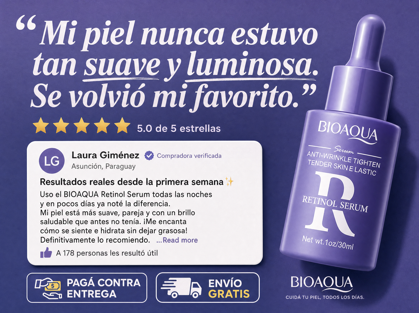 Sérum Facial Bioaqua Retinol 30ml (Efecto Anti-Edad)
