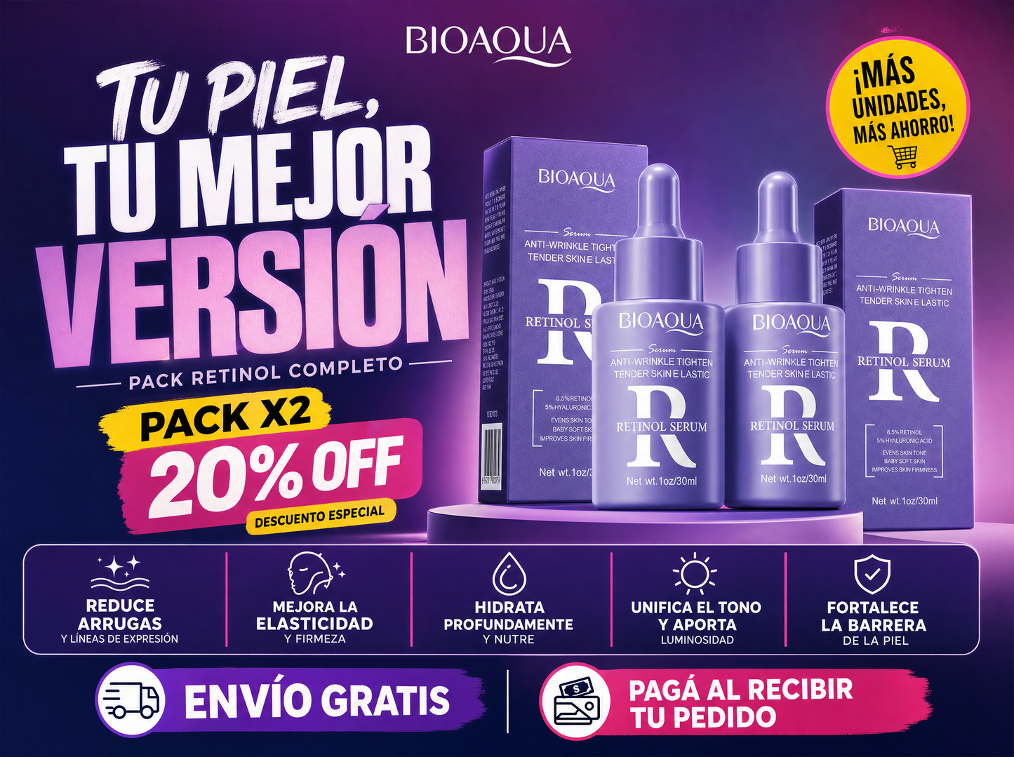 Sérum Facial Bioaqua Retinol 30ml (Efecto Anti-Edad)