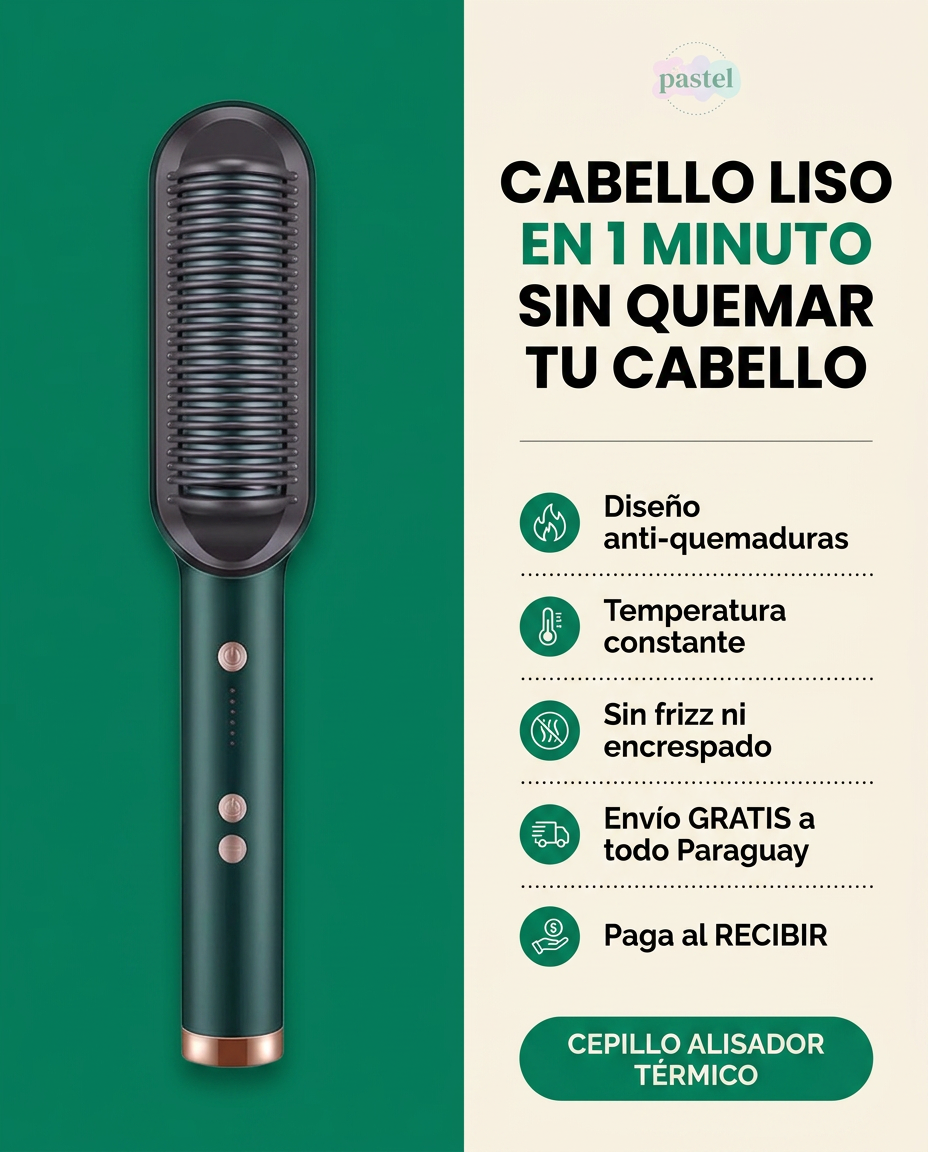 Cepillo Eléctrico Alisador Anti-Frizz