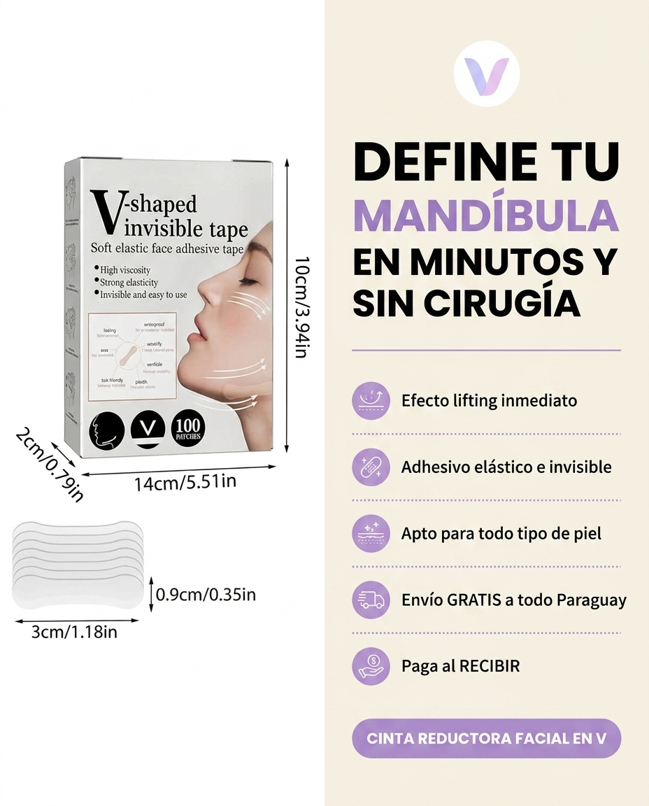 Cintas Faciales Efecto Lifting Invisible (100 Unidades)
