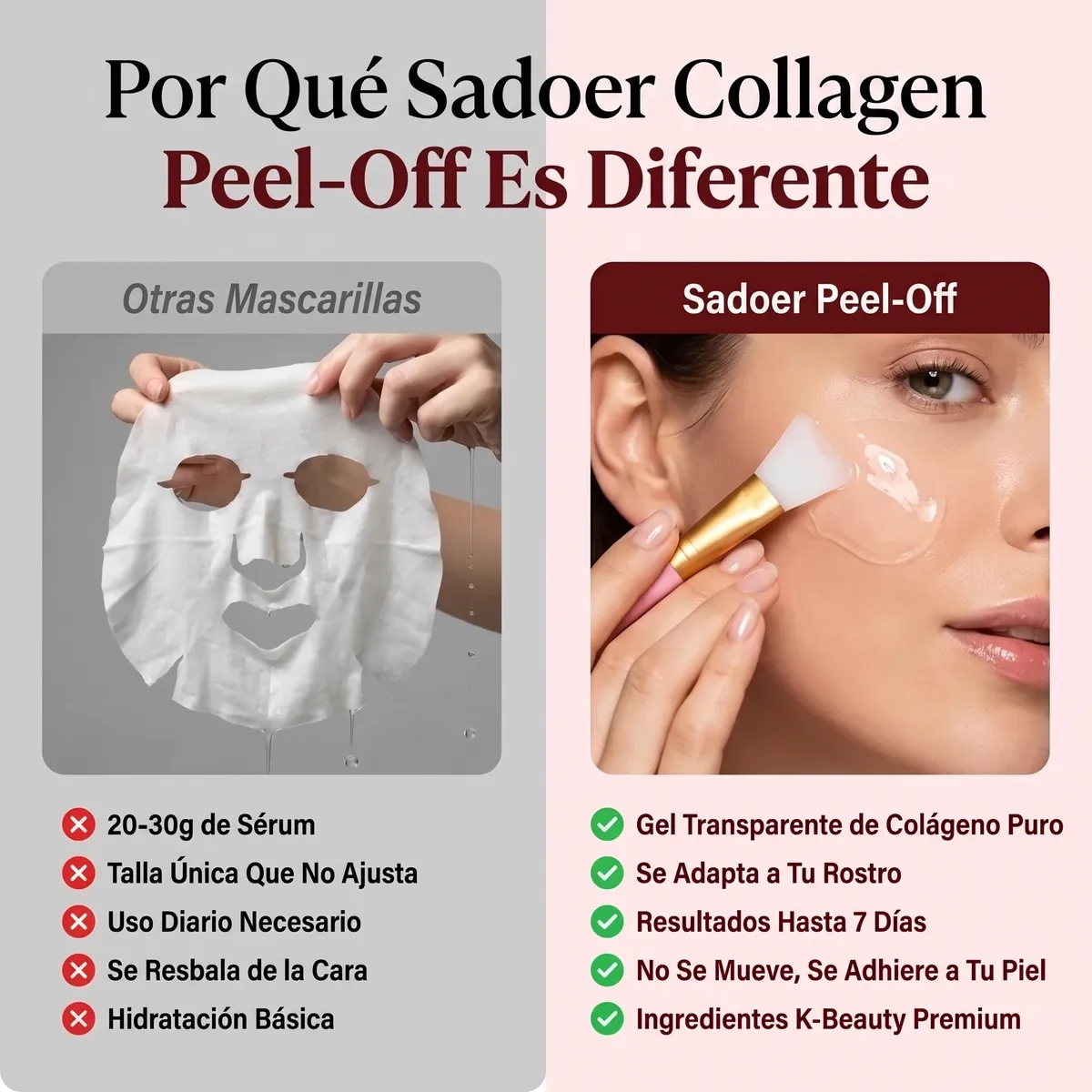 Mascarilla peel off SADOER comparada con mascarillas de tela